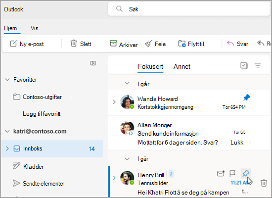 Bilde som viser fest-ikonet på høyre side.