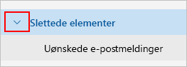 Skjermbilde som viser utvide mappen slettede elementer.