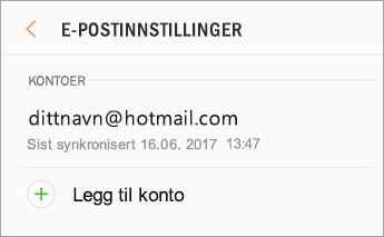 Innstillinger > Legg til konto