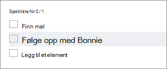 Legge til et element i en sjekkliste