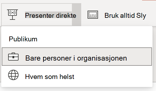 Publikumsvalg for live-presentasjon