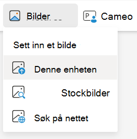 Sett inn bilder fra denne enheten i PowerPoint på nettet