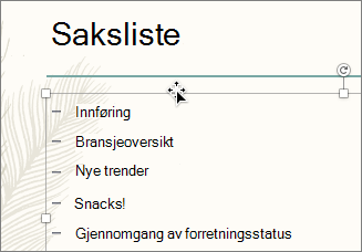 Velg tekstboksen med punktene du vil animere