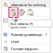 Alternativer for innliming: Bruk måltema