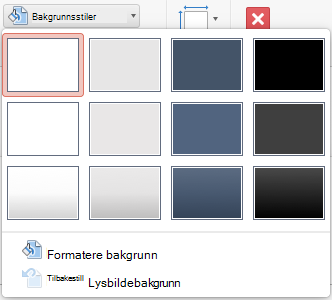 Bakgrunnsstil-menyen i PowerPoint for Mac