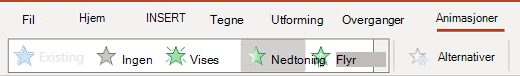 Animasjonsruten i PowerPoint på nettet.