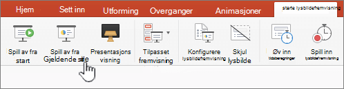Spill av fra gjeldende lysbildeknapp