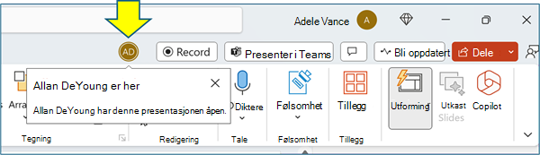 PowerPoint-samarbeidsskjerm