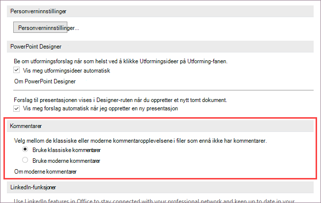 Alternativer for moderne kommentarer