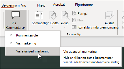 Velg Vis avansert markering