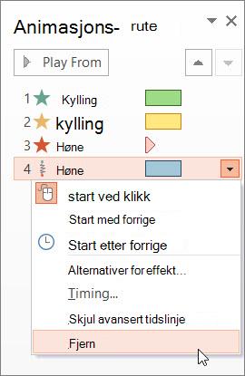 Fjerne en animasjonseffekt