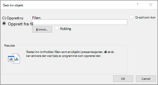 Klikk Opprett fra fil