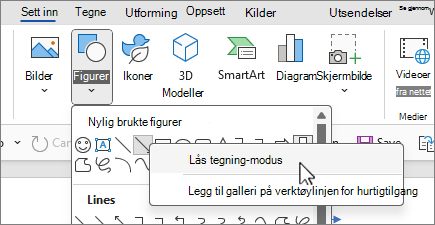 Skjermbildet Lås tegningsmodus for figurer
