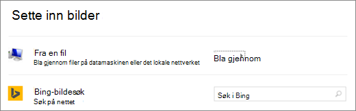 Viser dialogboksen Sett inn bilde i PowerPoint.