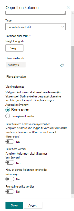 opprett kolonne1