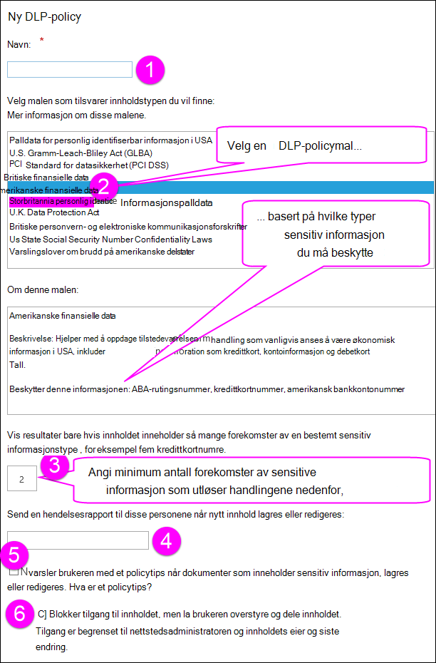 Nye DLP-policyalternativer