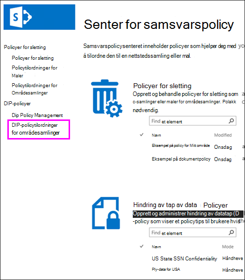 Alternativet Policytilordninger for områdesamlinger