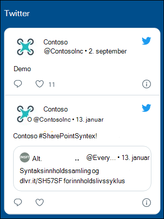Forhåndsvisning av Twitter-nettdelen.