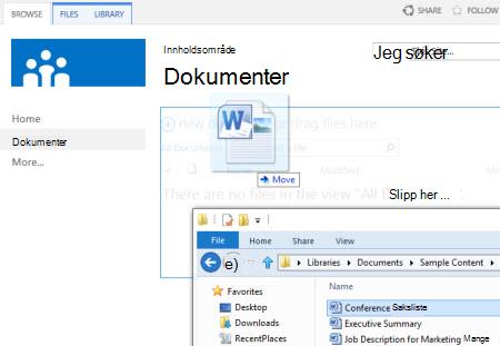Dra filer til biblioteket
