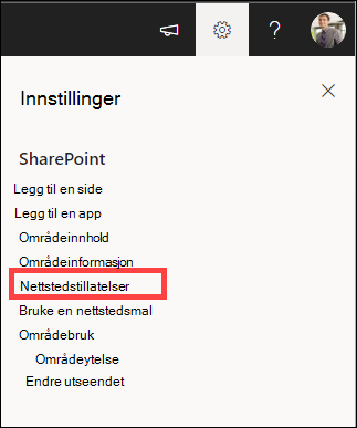 Innstillinger med Nettstedstillatelser uthevet.