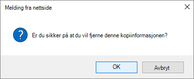 Dialogboksen Fjern koblingsbekreftelse