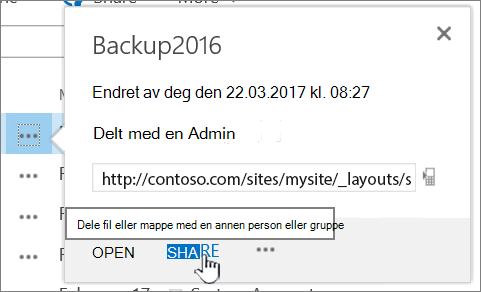 Klikke på Del på en fil