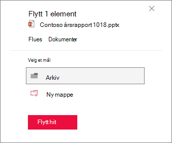 Flytte til mappe