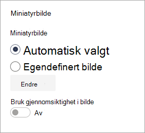 Innstillinger for miniatyrbilde