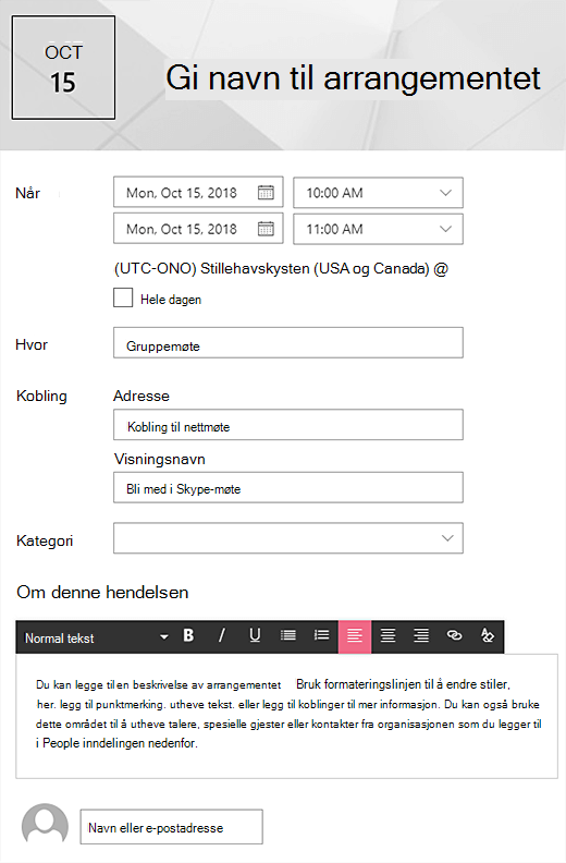 Arrangementsside