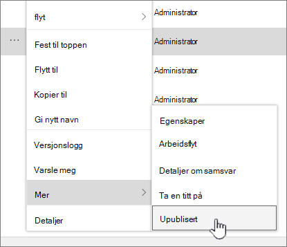 Klikk Opphev publisering