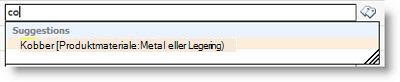 Når du begynner å skrive, foreslås termer for deg.