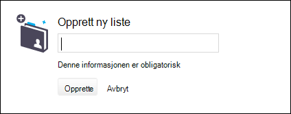 Opprett nytt listevindu