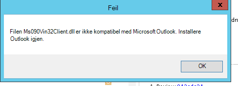 Krasjfeil for Outlook