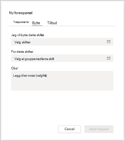 Bytt et skift med et teammedlem i Skift.
