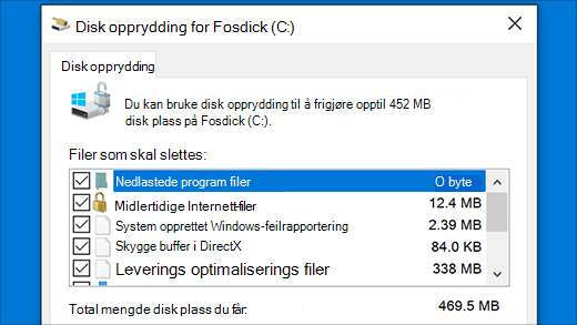 Kjør Diskopprydding-verktøyet