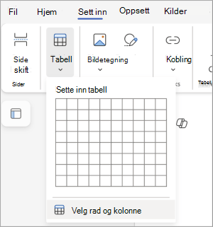 merke rader og kolonner
