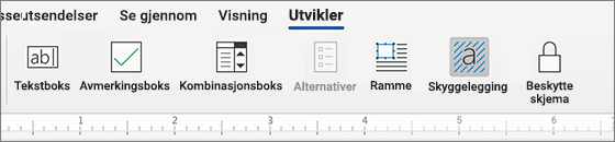 Utvikler-fanen med innholdskontroller