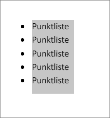 Merket tekst i en punktliste