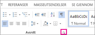 Dialogboksvelger for avsnitt