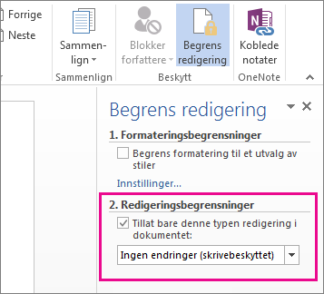 Begrens redigering-ruten