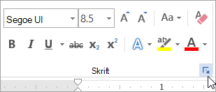 Klikke dialogboksvelgeren Skrift