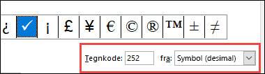Fra-feltet forteller deg at dette er et ASCII-symbol