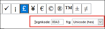Fra-feltet forteller deg at dette er et Unicode-symbol
