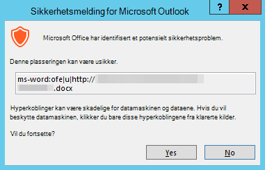 Sikkerhetsmelding for Outlook