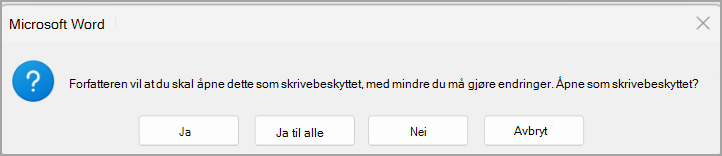 Skrivebeskyttede alternativer