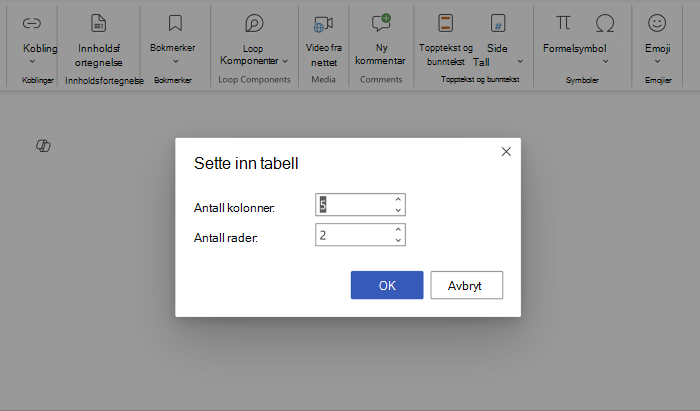 Angi rader og kolonner