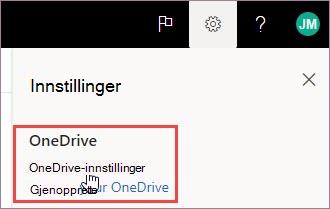 Åpne OneDrive-innstillingene