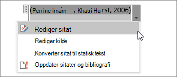 Velg Sitatalternativer og deretter Rediger sitat