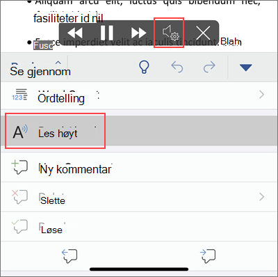 Trykk på Les høyt