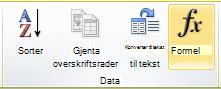 Data-gruppen i kategorien Tabellverktøy Oppsett på båndet i Word 2010